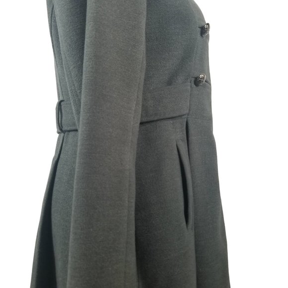American Rag Long Charcoal Military Style Belted Flared Overcoat - Women… - Picture 5 of 11